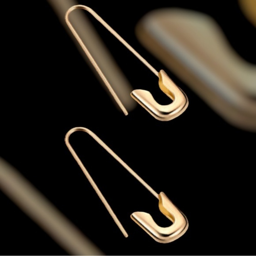 Anthropologie Y2K 18K Gold Safety Pin Earrings
